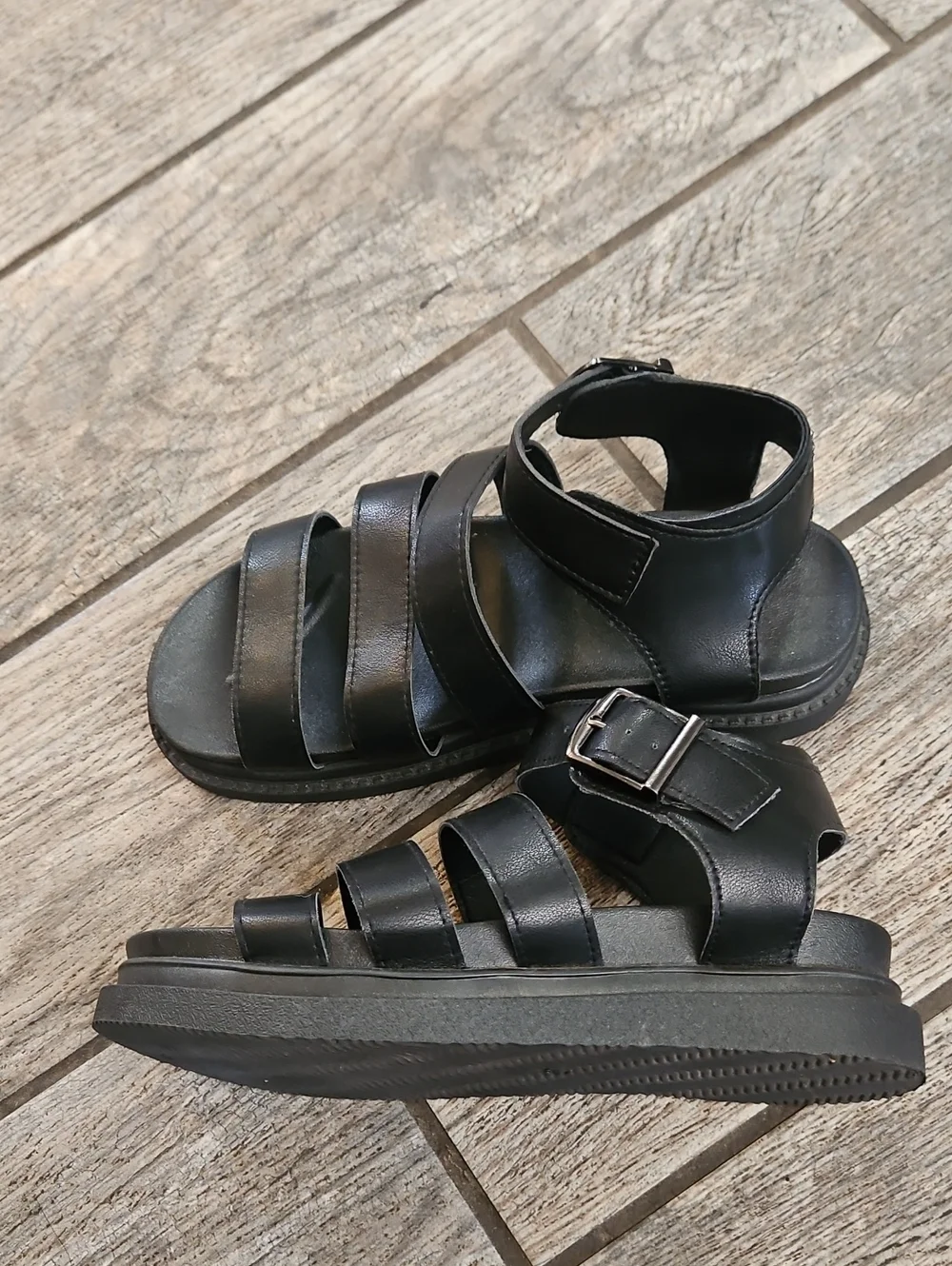 Black Strappy Platform Sandals Size 8.5 (39)
